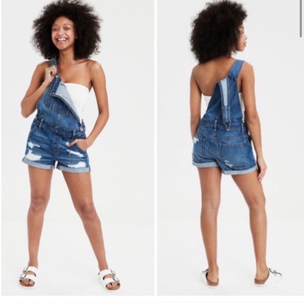 AE American Eagle Tomgirl overall short shortall size L
